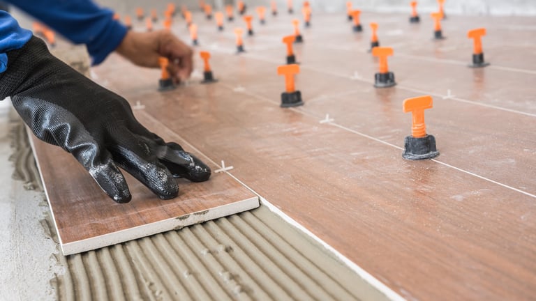 Tile floor installation by professional